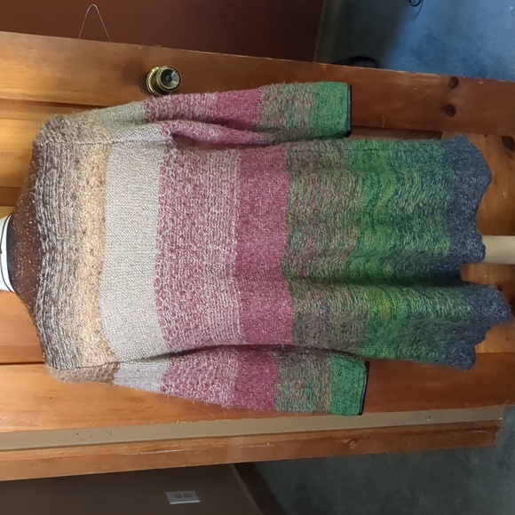 OLIVIA M* longline faux leather trimmed long sleeve duster sweater various color - Picture 2 of 12